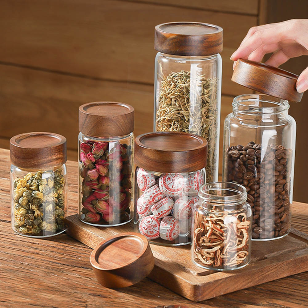 Highball Glass Set - 뚜껑이 있는 고 붕규산염 유리 저장