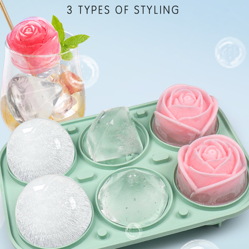 Ice Mold Sphere - 3D 로즈 다이아몬드 라운드 아이스 큐브