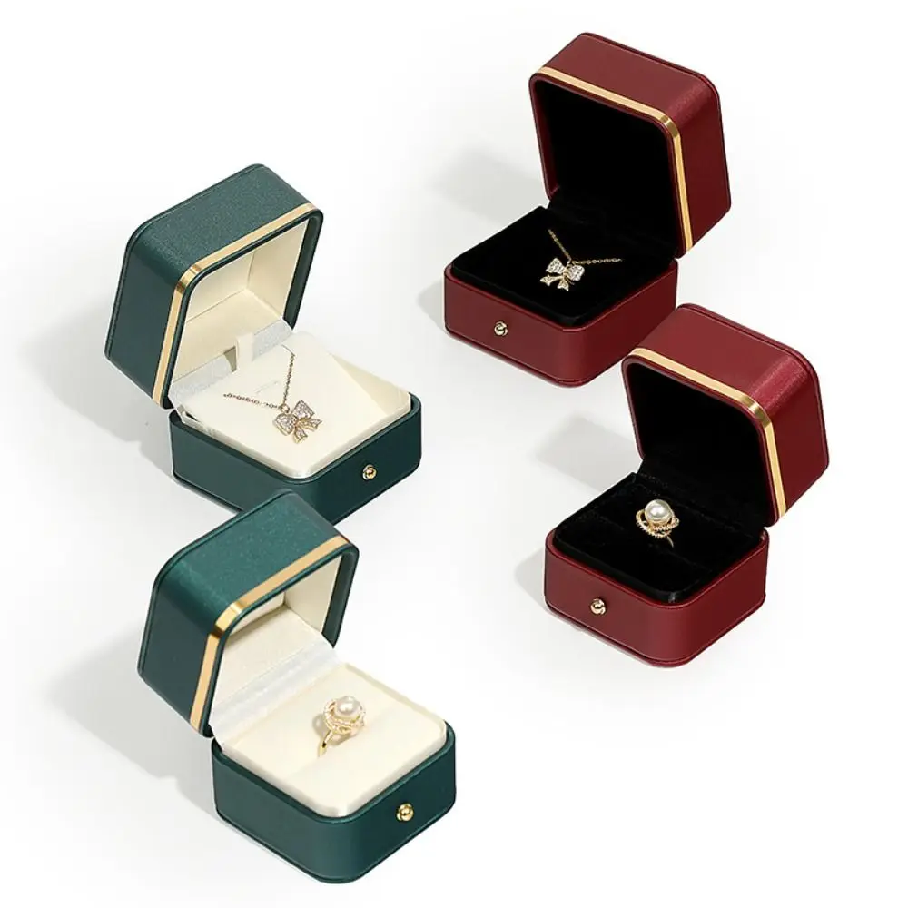 Bar Cart Gold - 패션 PU 가죽 사각 반지 상자