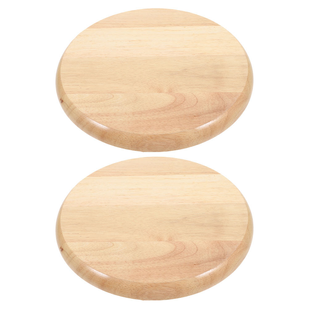 Home Bar Stools - 2Pcs 라운드 솔리드 우드 스툴 시트