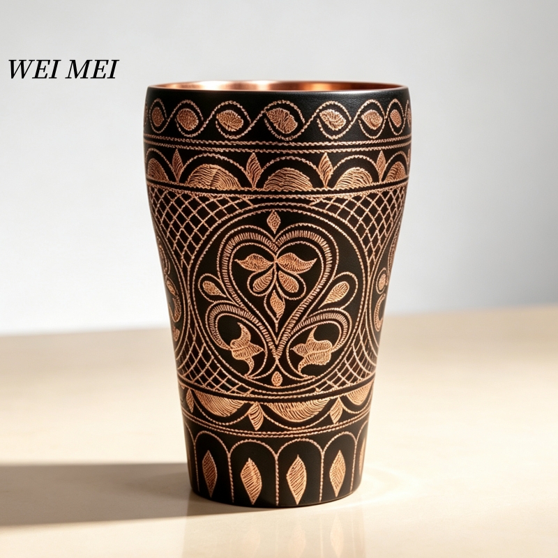 Mule Copper Mug - 수제 구리 아침식사 커피잔, 무작위 패턴