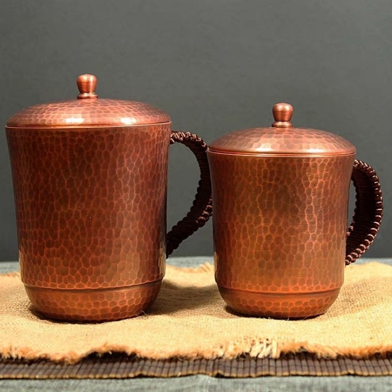 Mule Copper Mug - 빈티지 순수 구리 커피 컵, 뚜껑