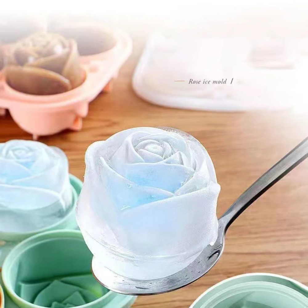 Ice Mold Sphere - 3D 장미 모양 실리콘 아이스 몰드