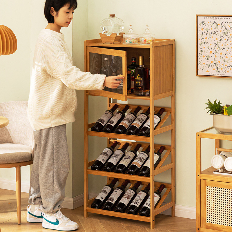 단단한 대나무 와인 랙 3/4 계층 바닥 독립형 스토리 - Home Bar Shelf 리뷰 및 가격