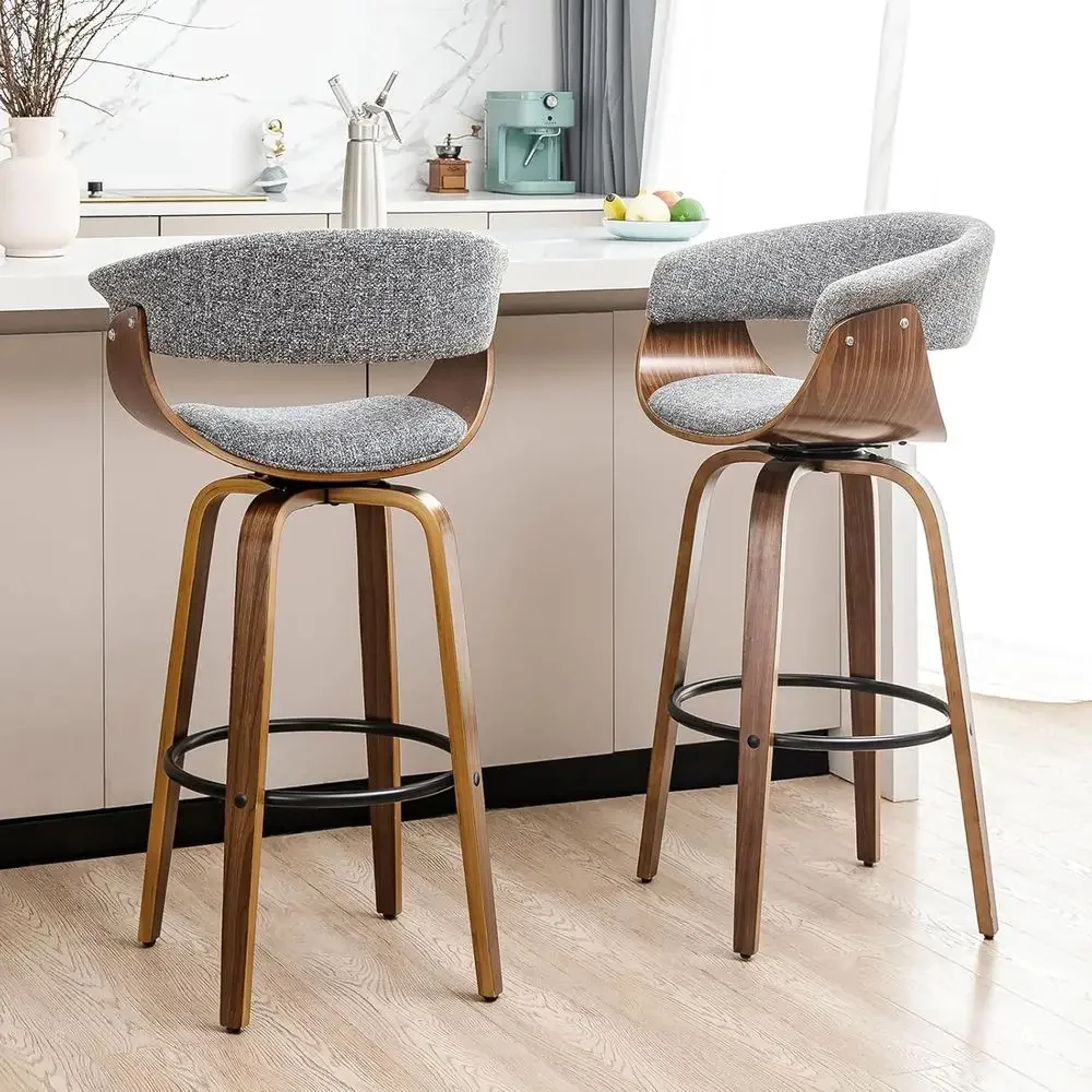 홈 바 가구용 호두나무 소재의 회색 패브릭 회전 바 스 - Home Bar Stools 리뷰 및 가격