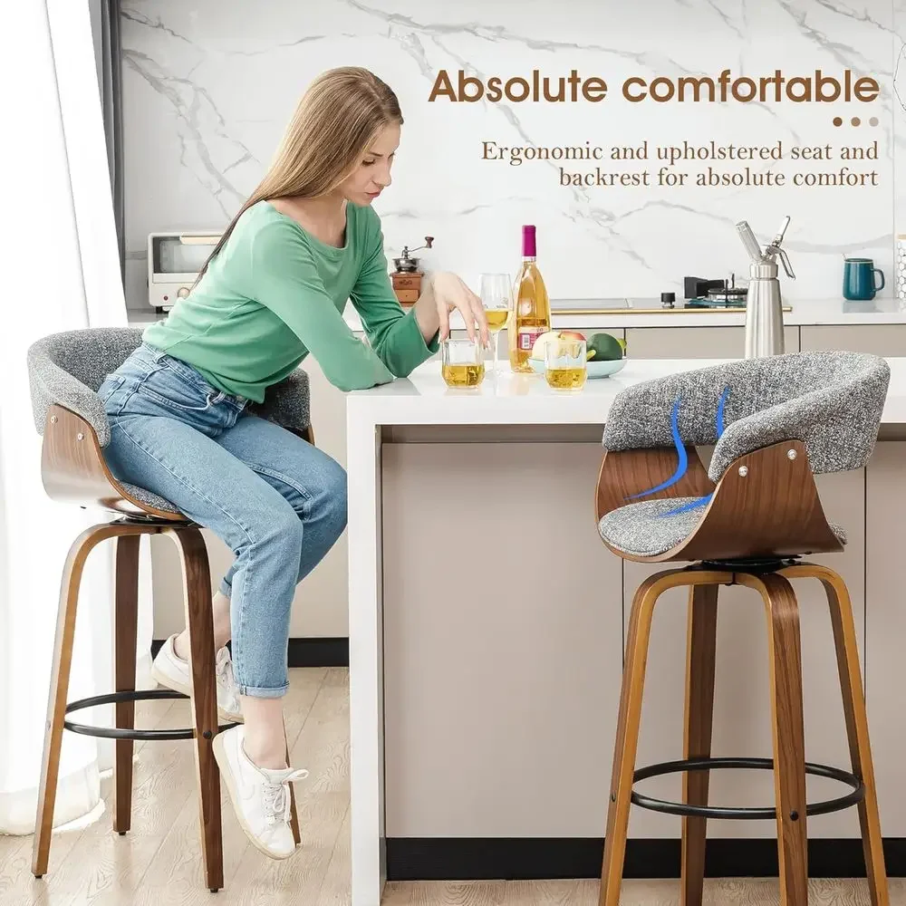 홈 바 가구용 호두나무 소재의 회색 패브릭 회전 바 스 - Home Bar Stools 리뷰 및 가격