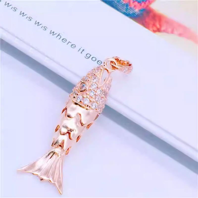 585 퍼플 골드 크리에이티브 반짝이는 물고기 모양 목 - Bar Cart Gold 리뷰 및 가격