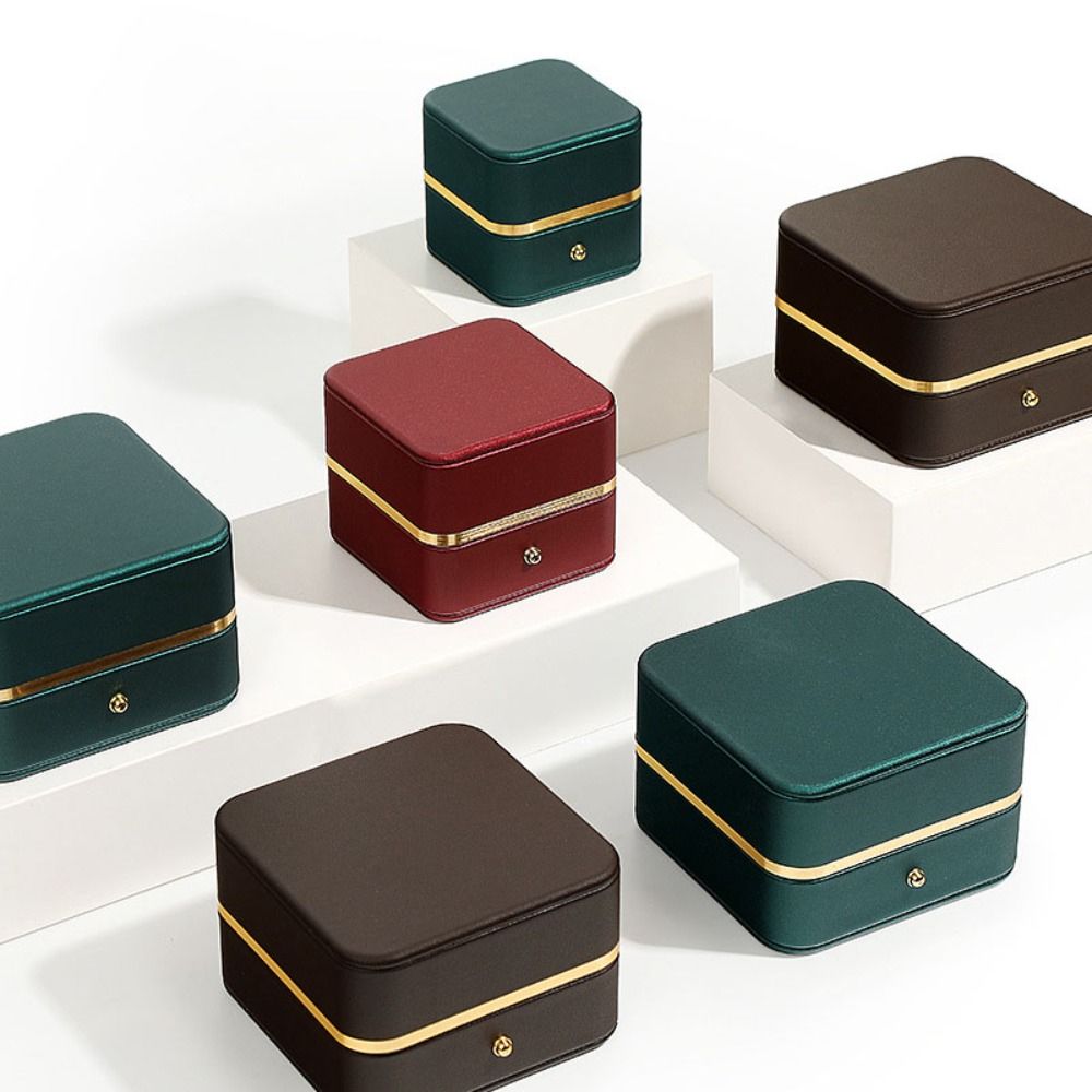 패션 PU 가죽 사각 반지 상자 금장 트림 우아한 반지 - Bar Cart Gold 리뷰 및 가격