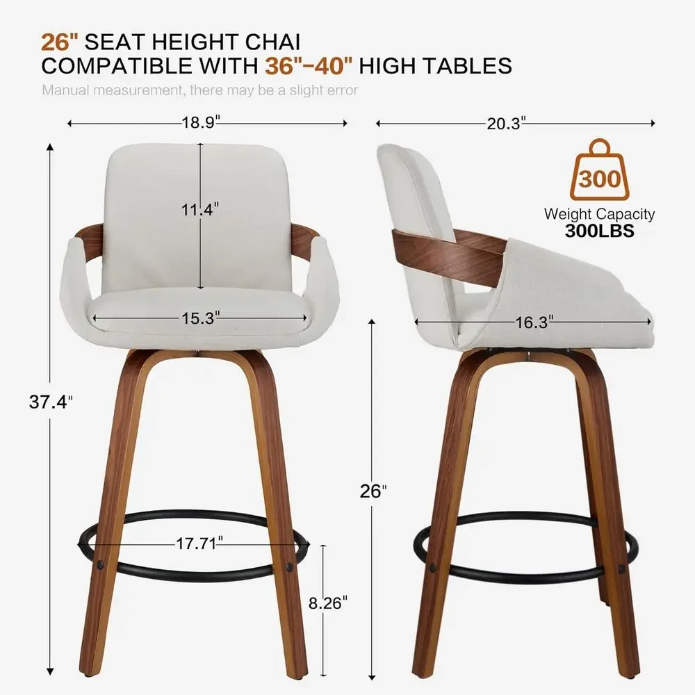 베이지색 패브릭 등받이가 있는 회전식 바 스툴, 월넛  - Home Bar Stools 리뷰 및 가격