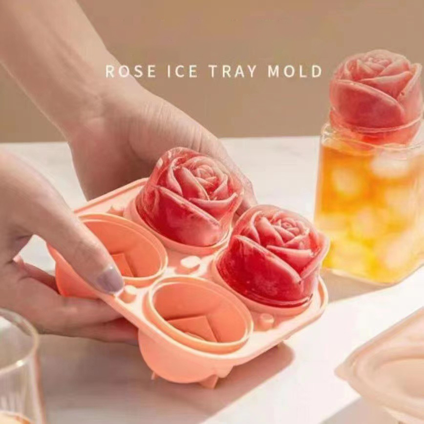3D 장미 모양 실리콘 아이스 몰드 4구 얼음 트레이  - Ice Mold Sphere 리뷰 및 가격