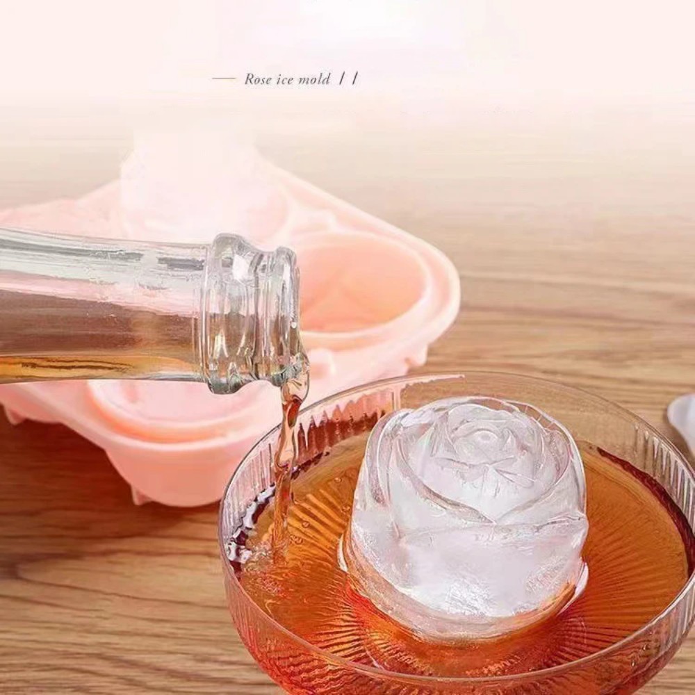 3D 장미 모양 실리콘 아이스 몰드 4구 얼음 트레이  - Ice Mold Sphere 리뷰 및 가격
