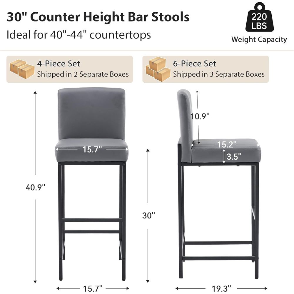 회색 인조가죽 바 스툴 4개 세트(금속 다리 포함, 주 - Home Bar Stools 리뷰 및 가격