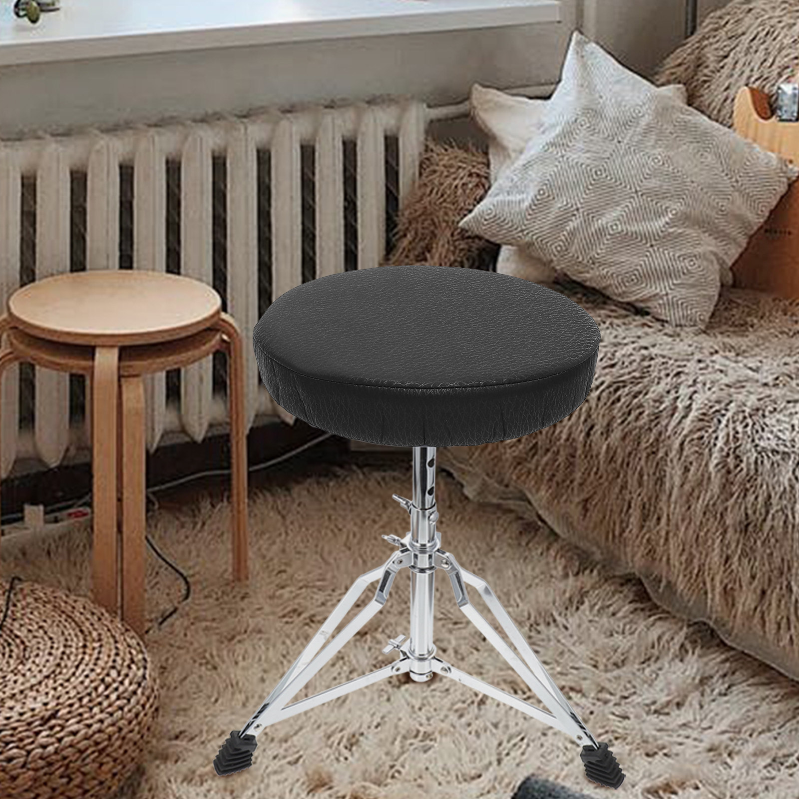 슈퍼 라운드 스툴 커버 블랙 코튼 폴리에스테르 탄성 스 - Home Bar Stools 리뷰 및 가격